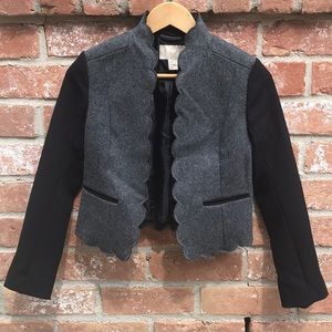 H&M Gray and Black Wool Blend Scallop Jacket